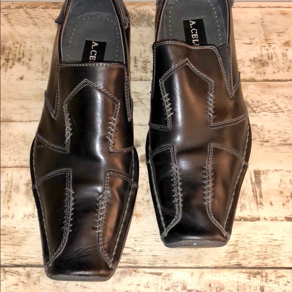 Men’s Western Costume Shoe Black Slip On Leather